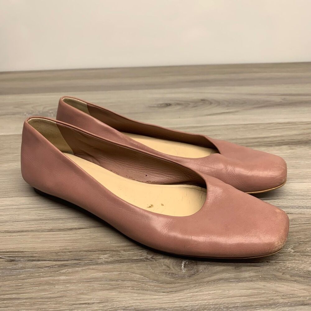 EVERLANE Flat The 90’s Square Toe Ballet Women Pink Leather Italian Size 9